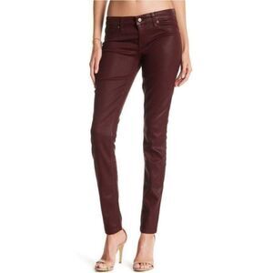 LEVEL 99 Coated Skinny Jeans Burgundy 29